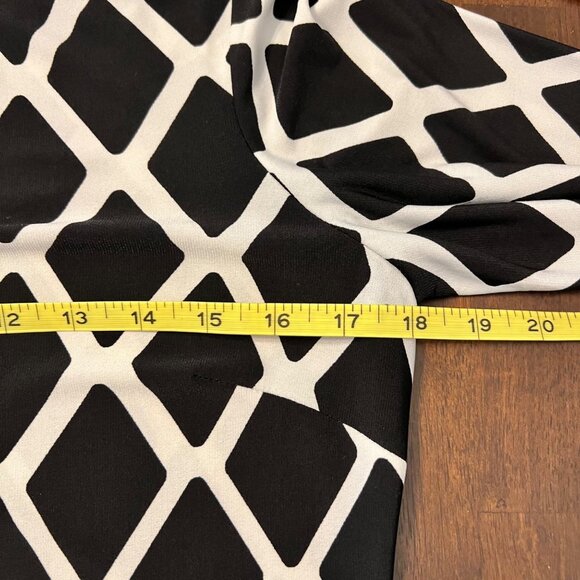 Eliza J Black White Blue Diamond Geometric Print Sheath Dress Blue Sz 6 Career - Picture 4 of 5